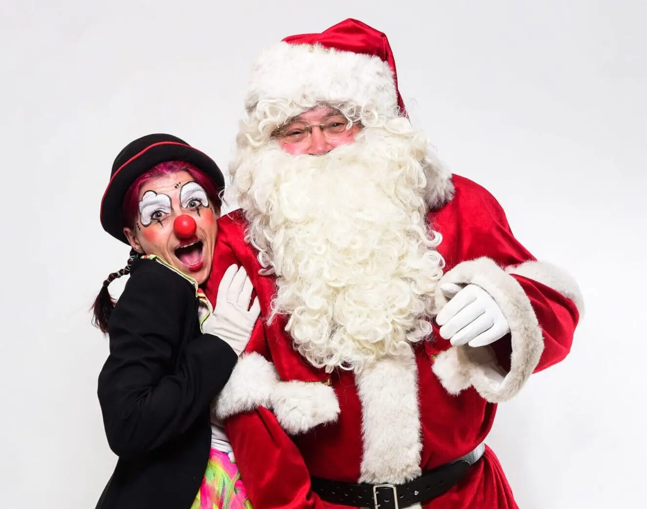 Anita le Clown avec le Pere noel