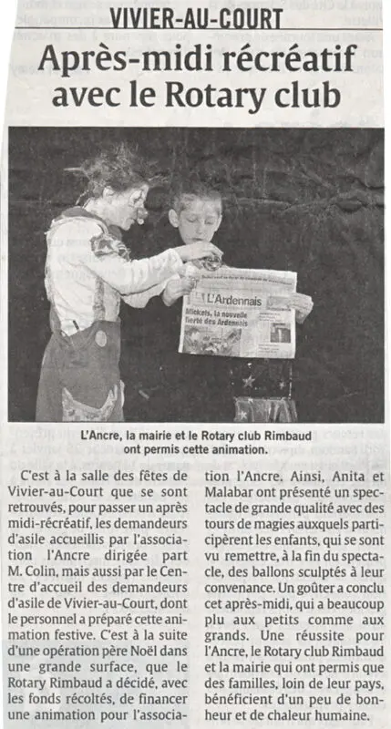 Article de presse sur un spectacle de Magie d'Anita le clown