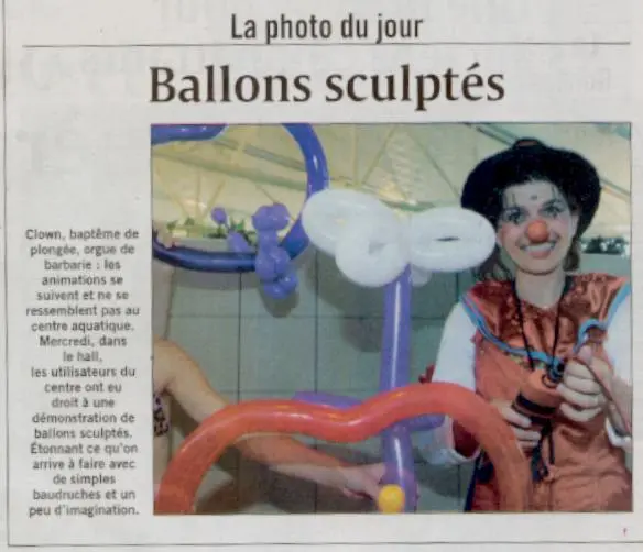 Article de presse Animation ballons sculptés d'Anita le clown