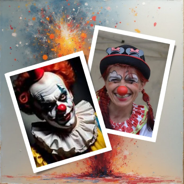 contraste clown mechant et clown gentil